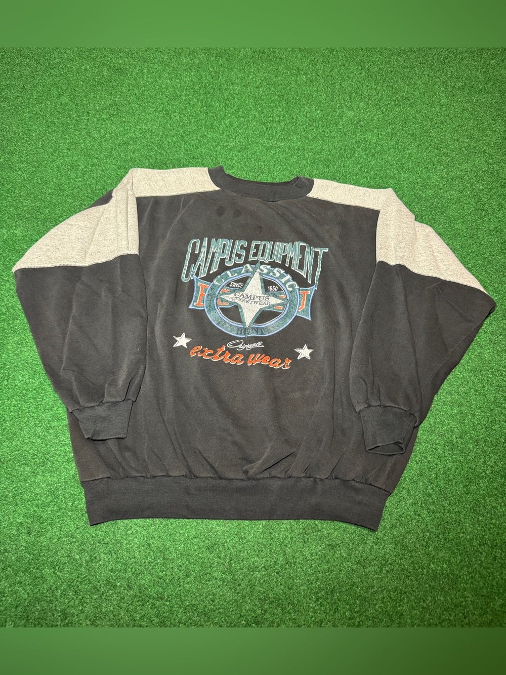 Campus Vintage Streetwear Sweatshirt 80s 90s Medium Boxy 25x26 Crewneck